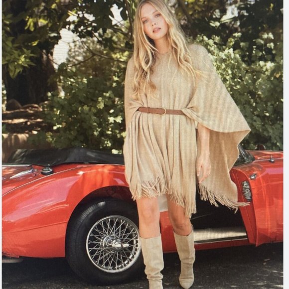 🌸 Shiraleah Rowan Poncho Camel Color Rachel Zoe Curateur ONE SIZE - Picture 3 of 16